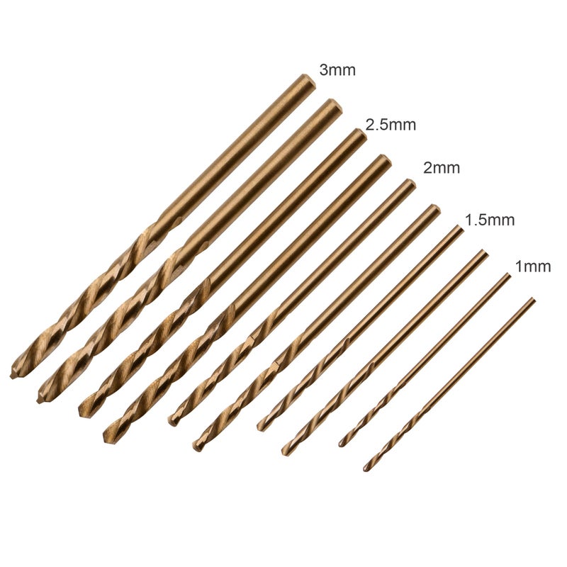 SPKLINE 10 Pcs High Speed Steel Cobalt Drill Bit Set 2 Pcs of Each 1mm(3/64"), 1.5mm(1/16") 2mm(5/64") 2.5mm(3/32") 3mm(1/8") Jobber Length Twist M35 Metal Drill Bit For Stainless Steel And Hard Metal - Image 2